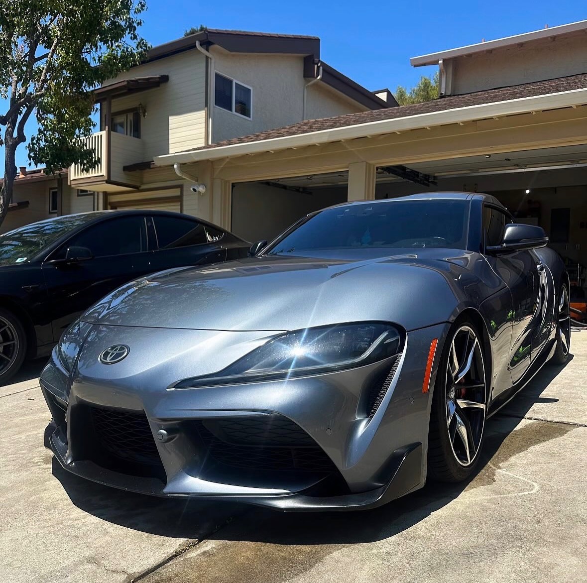 Detailed gray sports car exterior